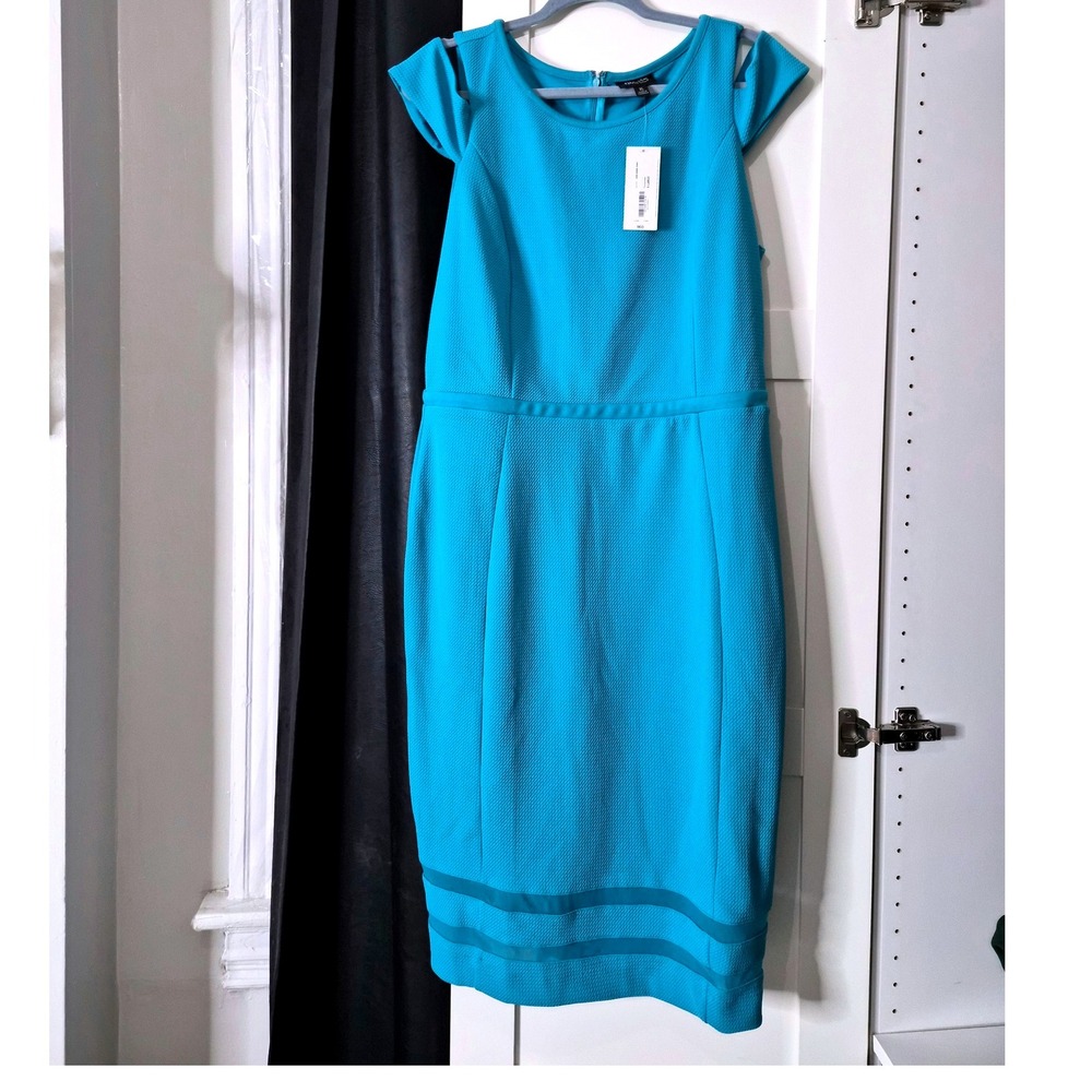 NWT Nicole by Nicole‎ Miller XL Blue Cold Shoulder Sheath Dress  Career